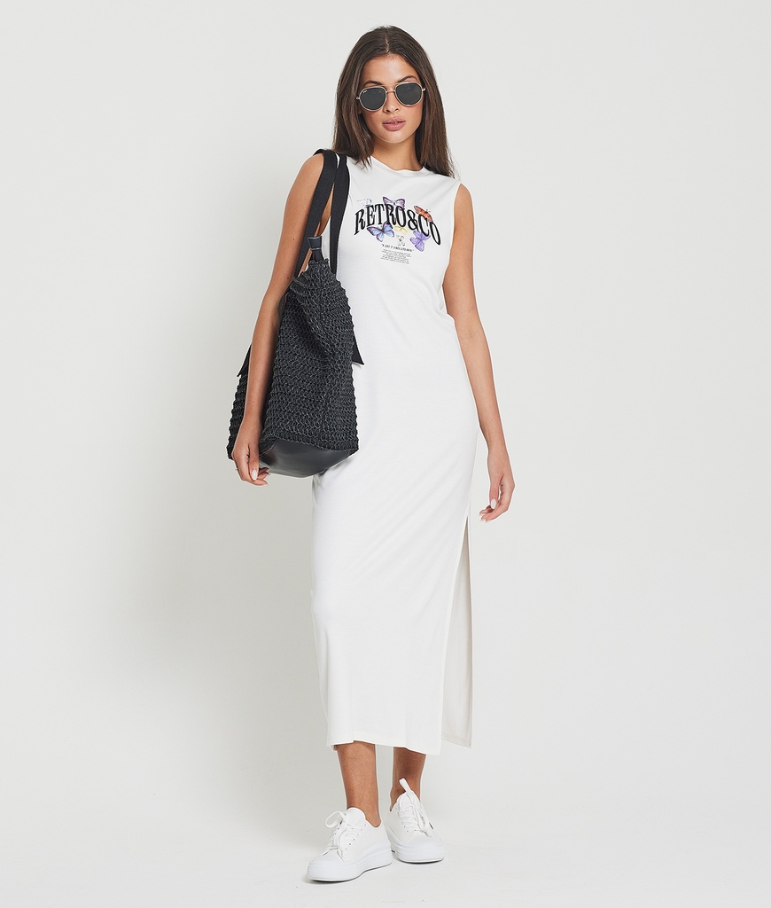 Adelina Midi Jersey Dress, Off White