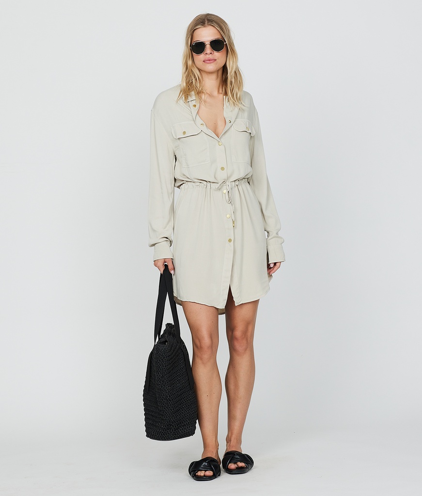 Eileen Shirt Jersey Dress, Beige