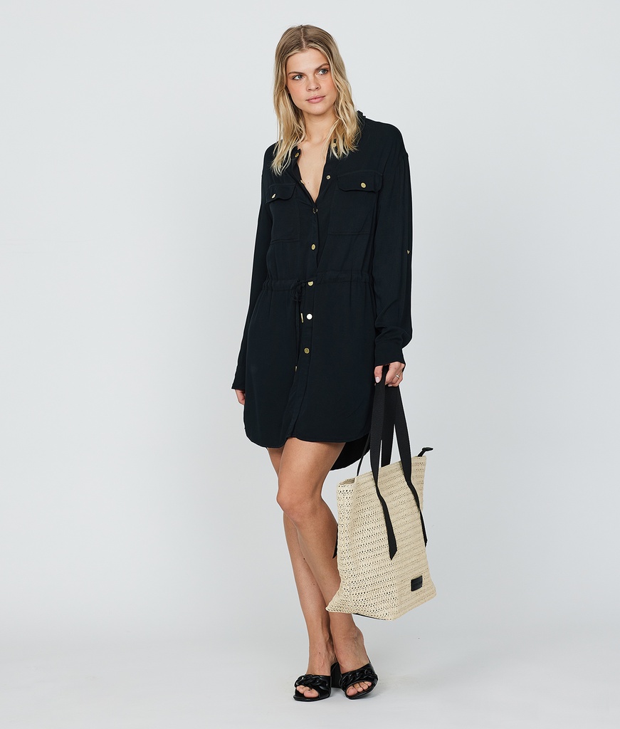 Eileen Shirt Jersey Dress, Black