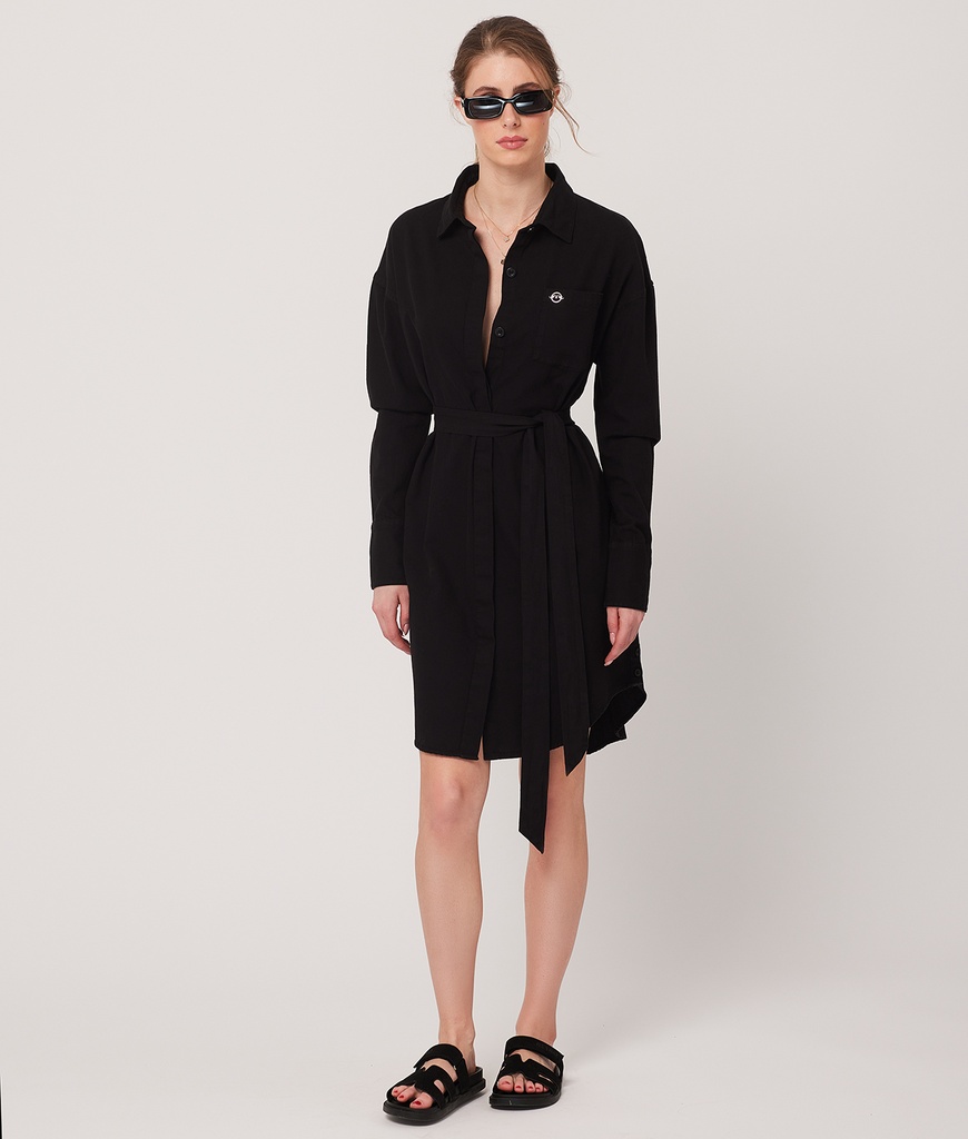 Serafina Shirt Jersey Dress, Black