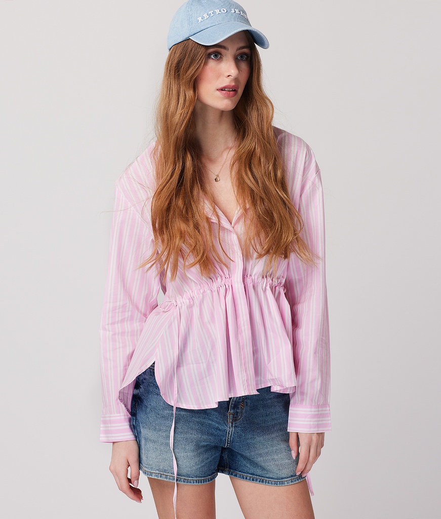 Carina Oversize Blouse, Pink Striped
