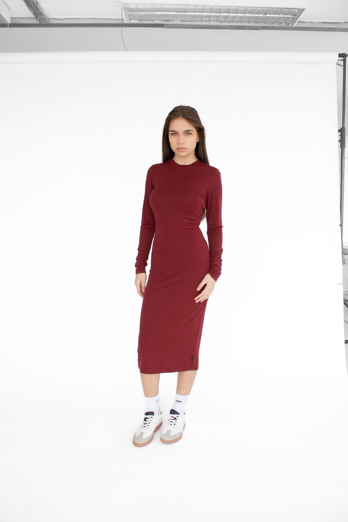 Francheska Midi Jersey Dress, Bordeaux