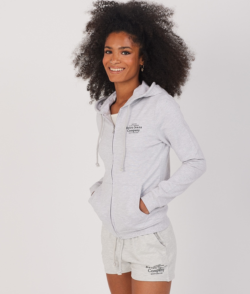 Nylah Zip Jogging Top, Off White Melange