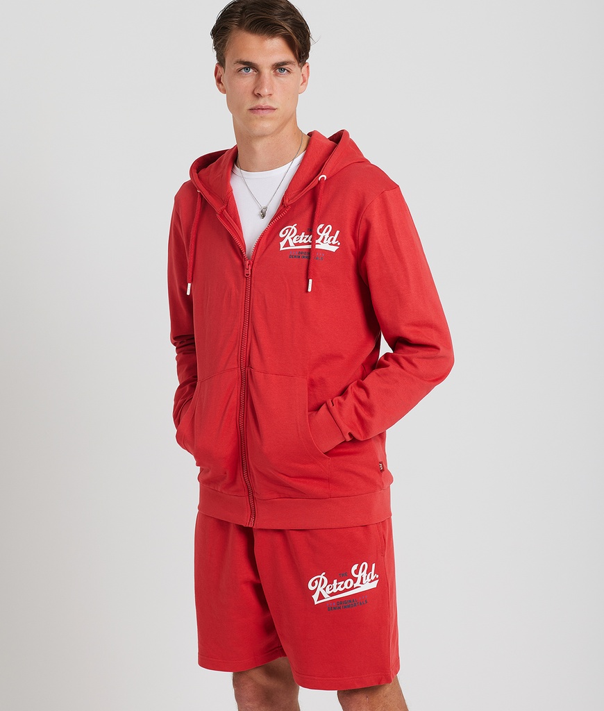 Asheville Zip Hoodie Jogging Top, Red