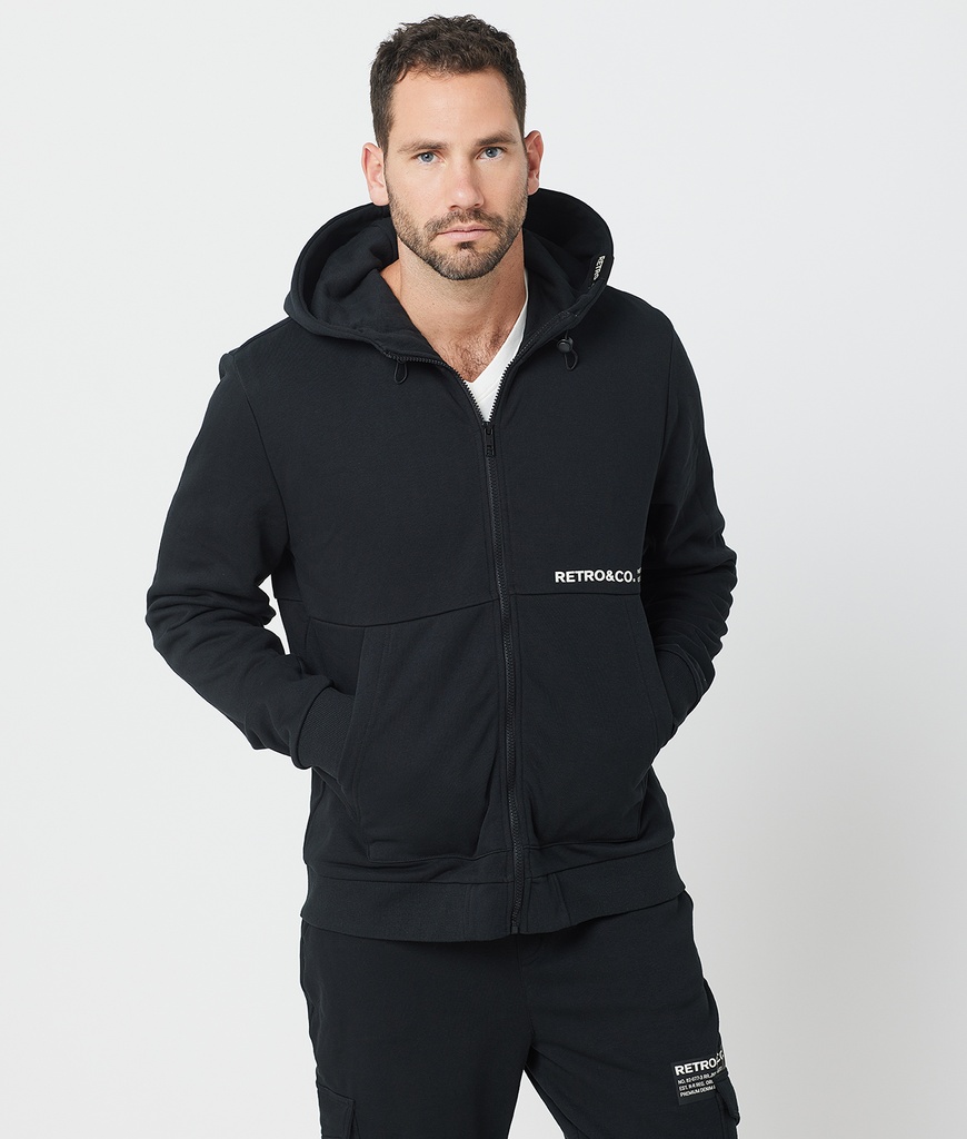 Acey Zip Hoodie Jogging Top, Black