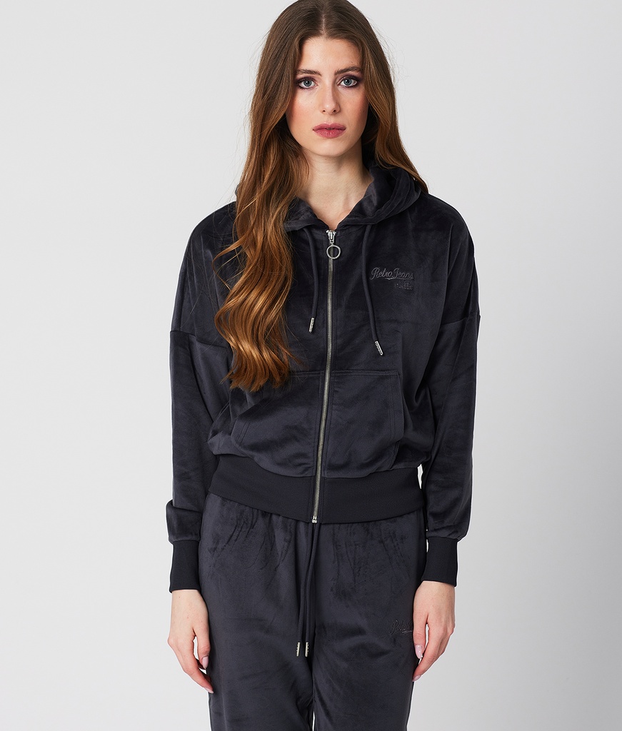 Inaya Zip Hoodie Jogging Top, Anthracite