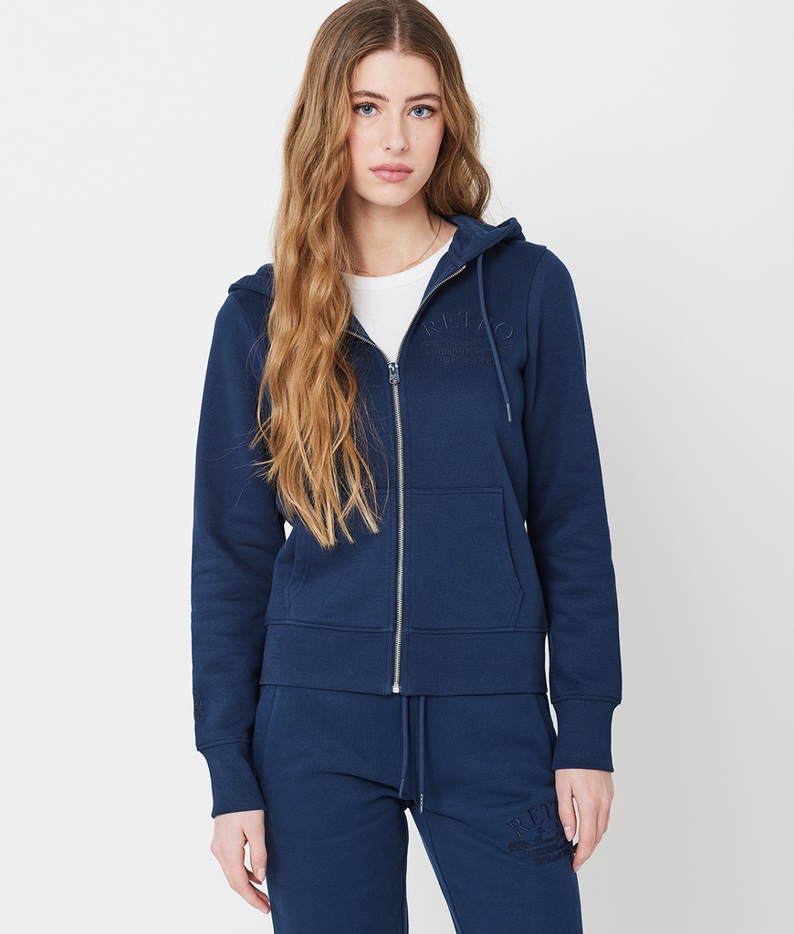 Yvette Zip Hoodie Jogging Top, Dark Blue