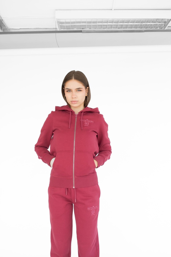 Carie Zip Hoodie Jogging Top, Bordeaux