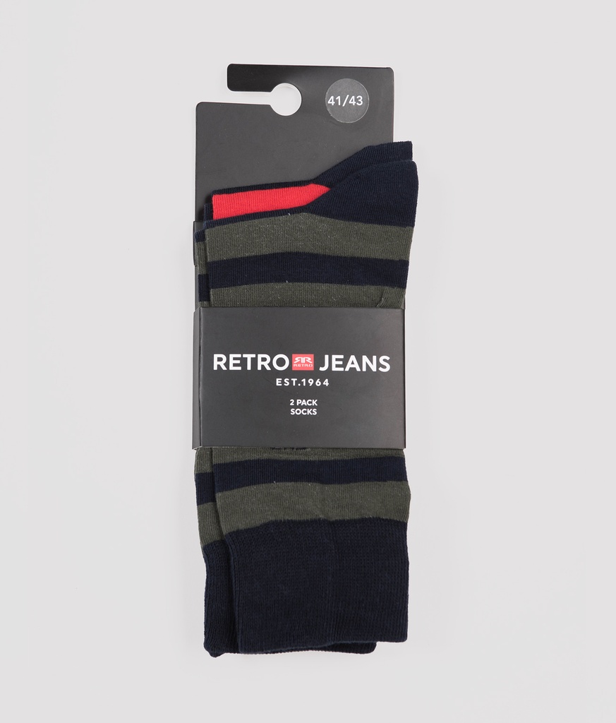 Brandon Stripes Pack One Socks, Mixed
