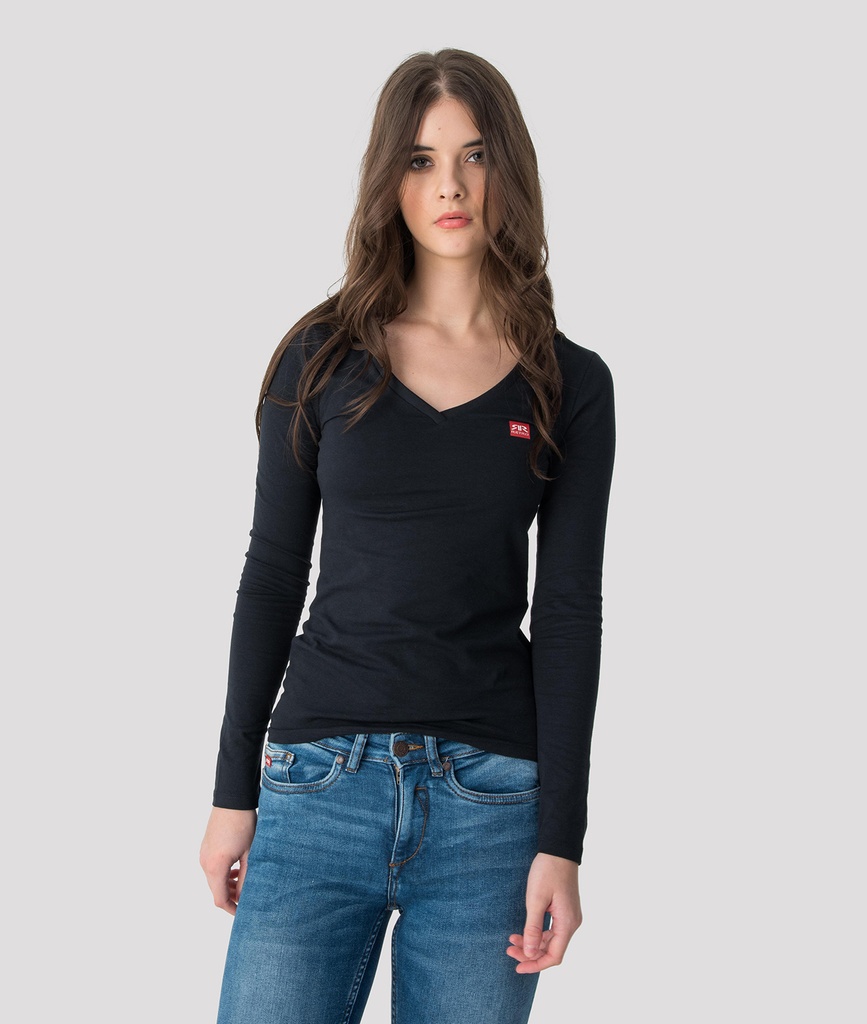 Elizabeth Long V Long Sleeves, Black