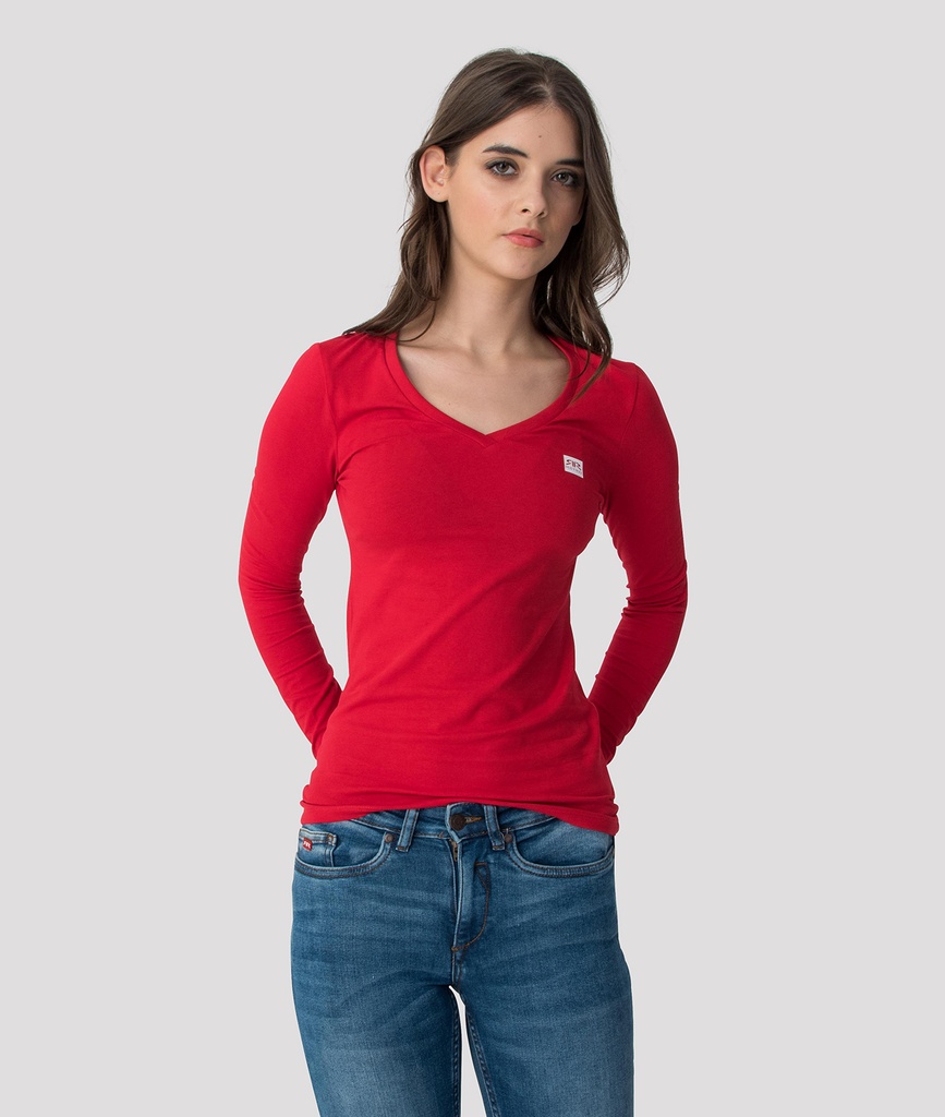 Elizabeth Long V Long Sleeves, Red