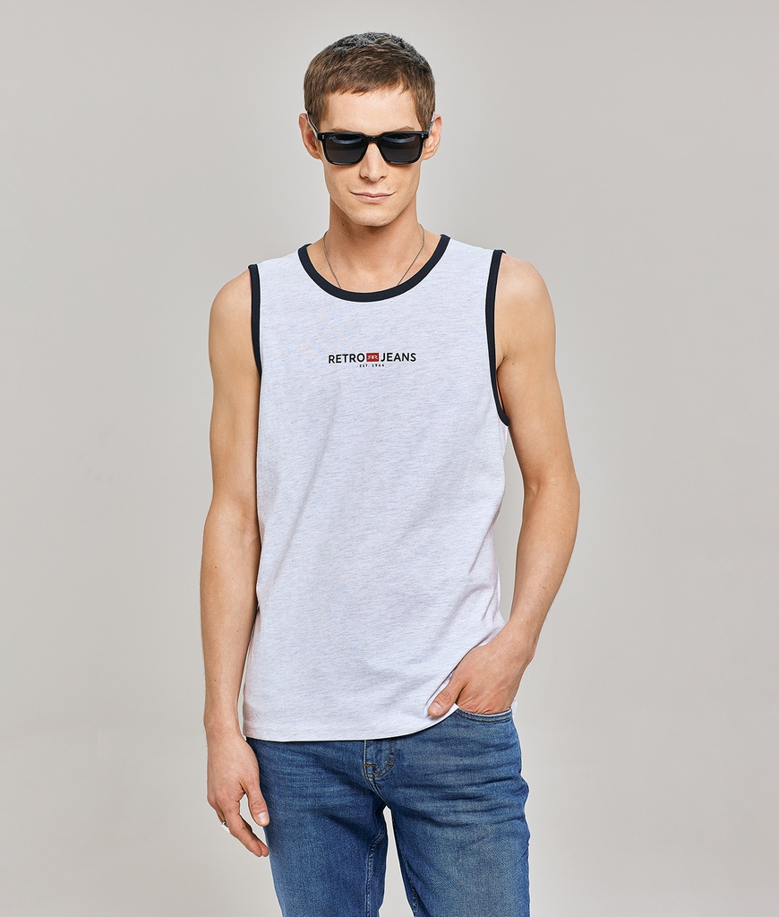 Garret Tank Top, Off White Melange
