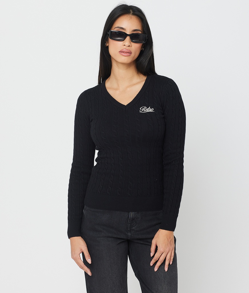 Rosetta V Sweater, Black