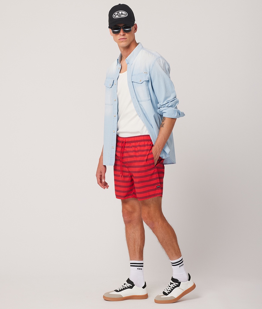 Almec Swim Shorts, Red Striped