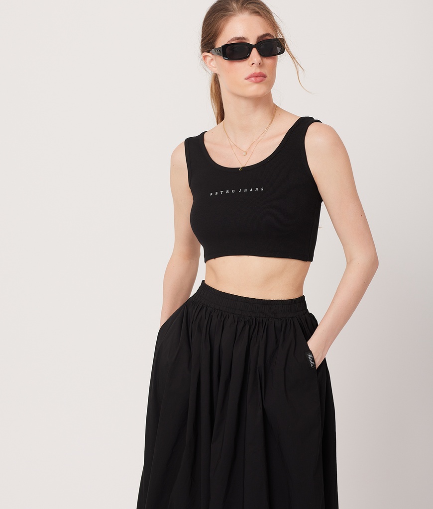 Gwen Crop Tank Top, Black