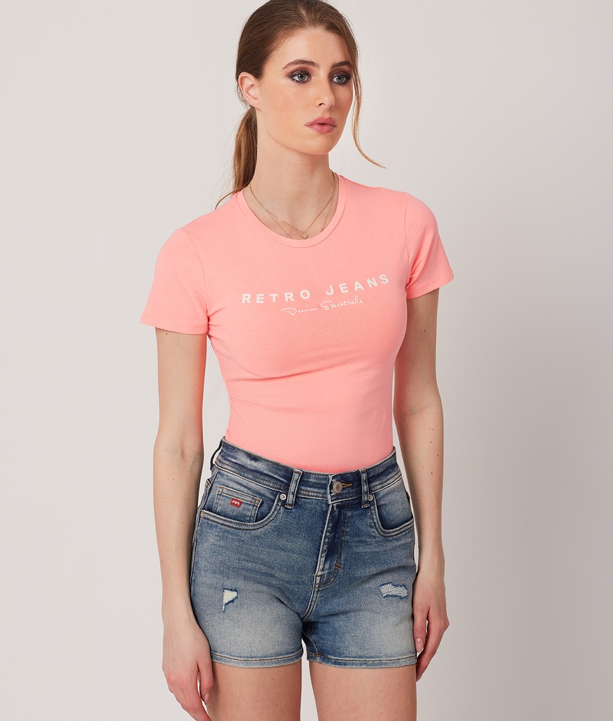 Arlene T-Shirt, Neon Coral