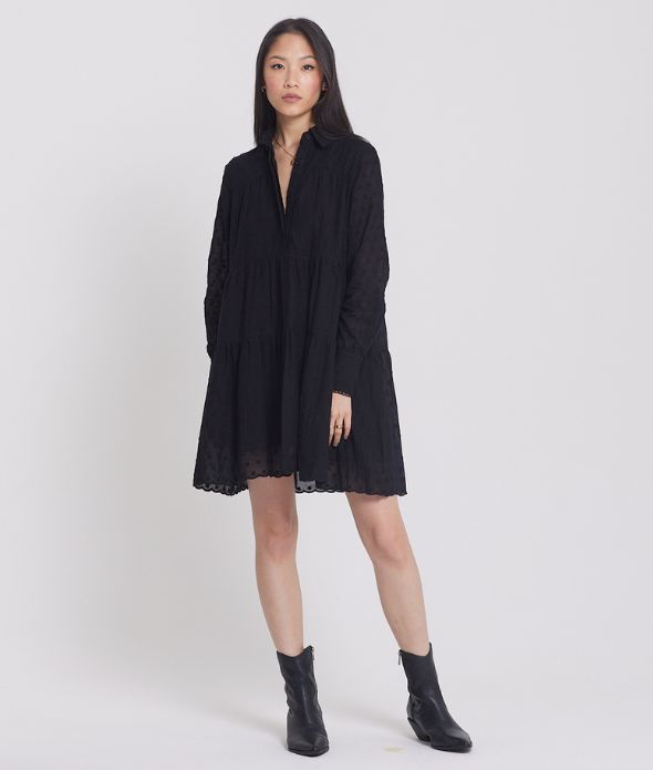 Margherita Woven Dress, Black