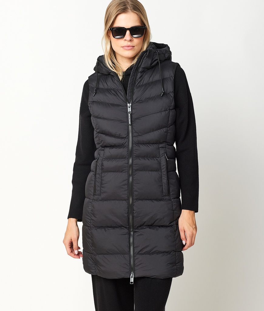 Selena Long Vest, Black