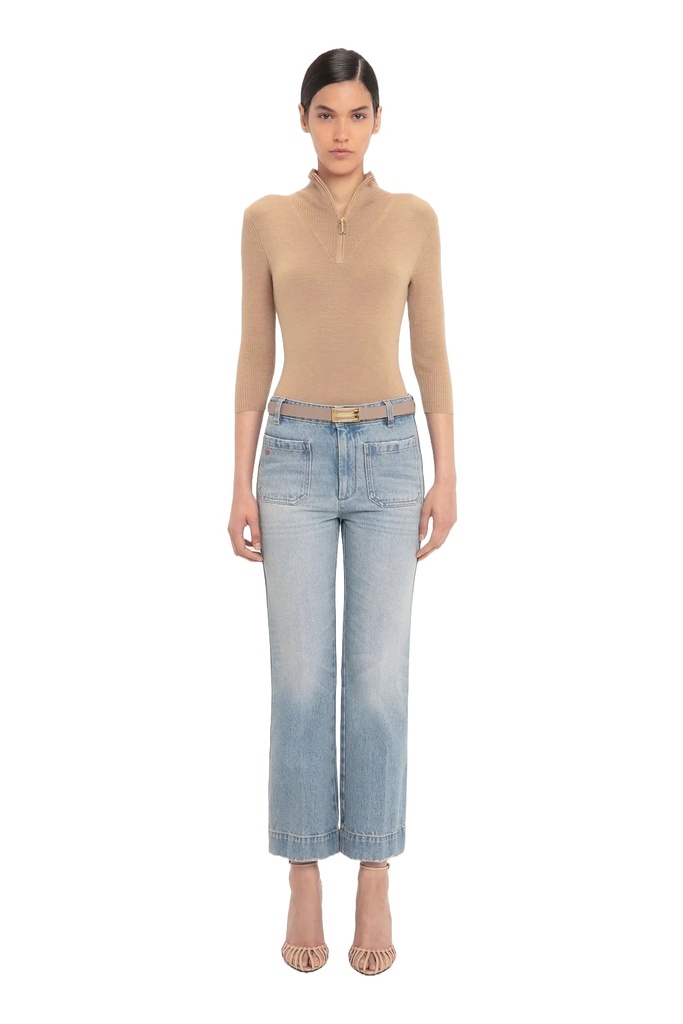 Half Zip Short Sleeve Top