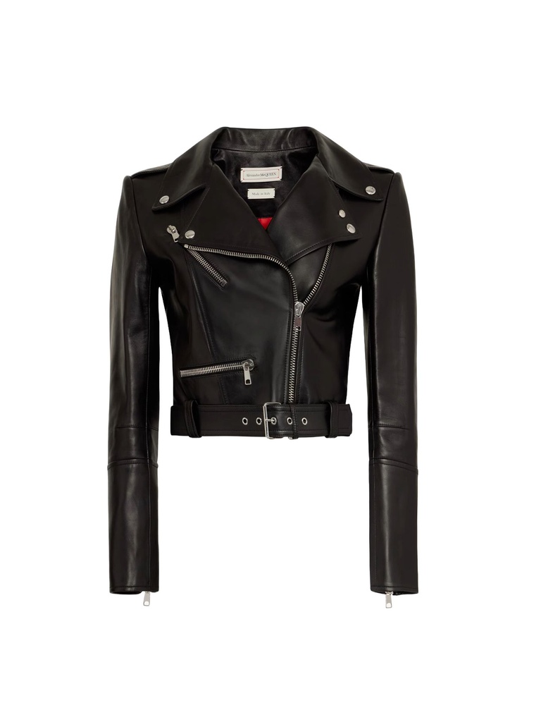 Lth Cropped Biker Leather Jacket