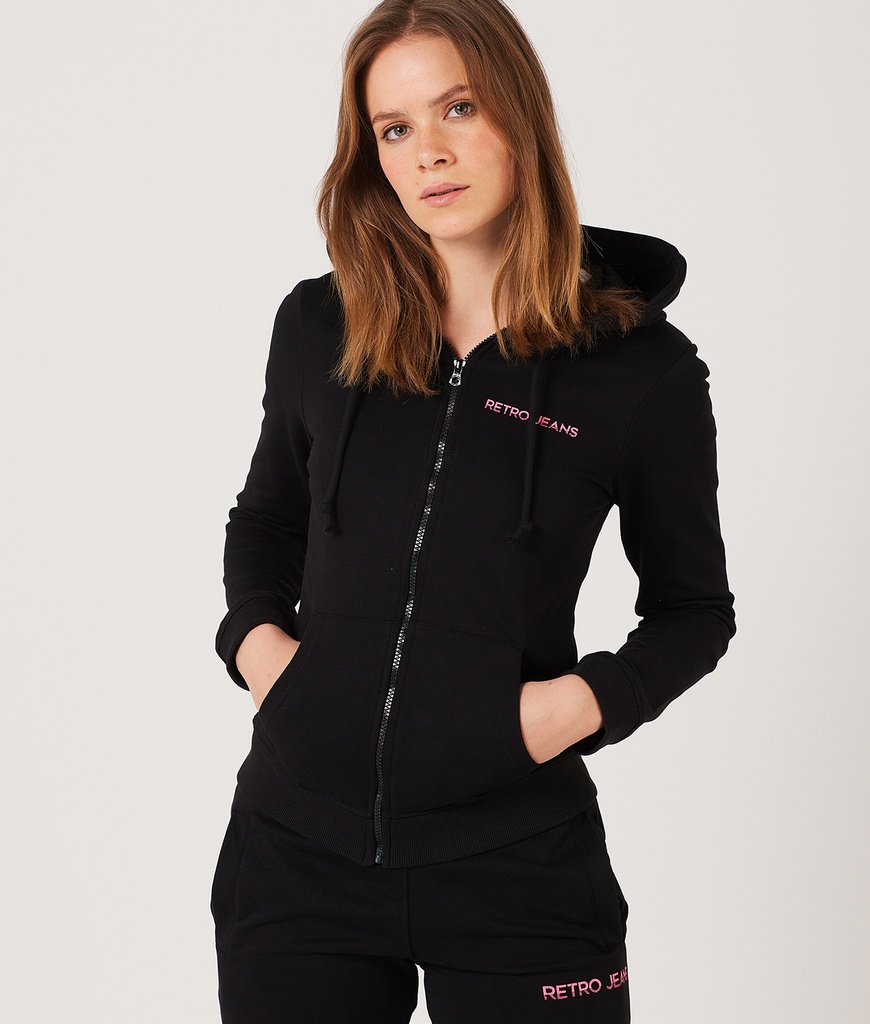 Keily Zip Hoodie Jogging Top, Black