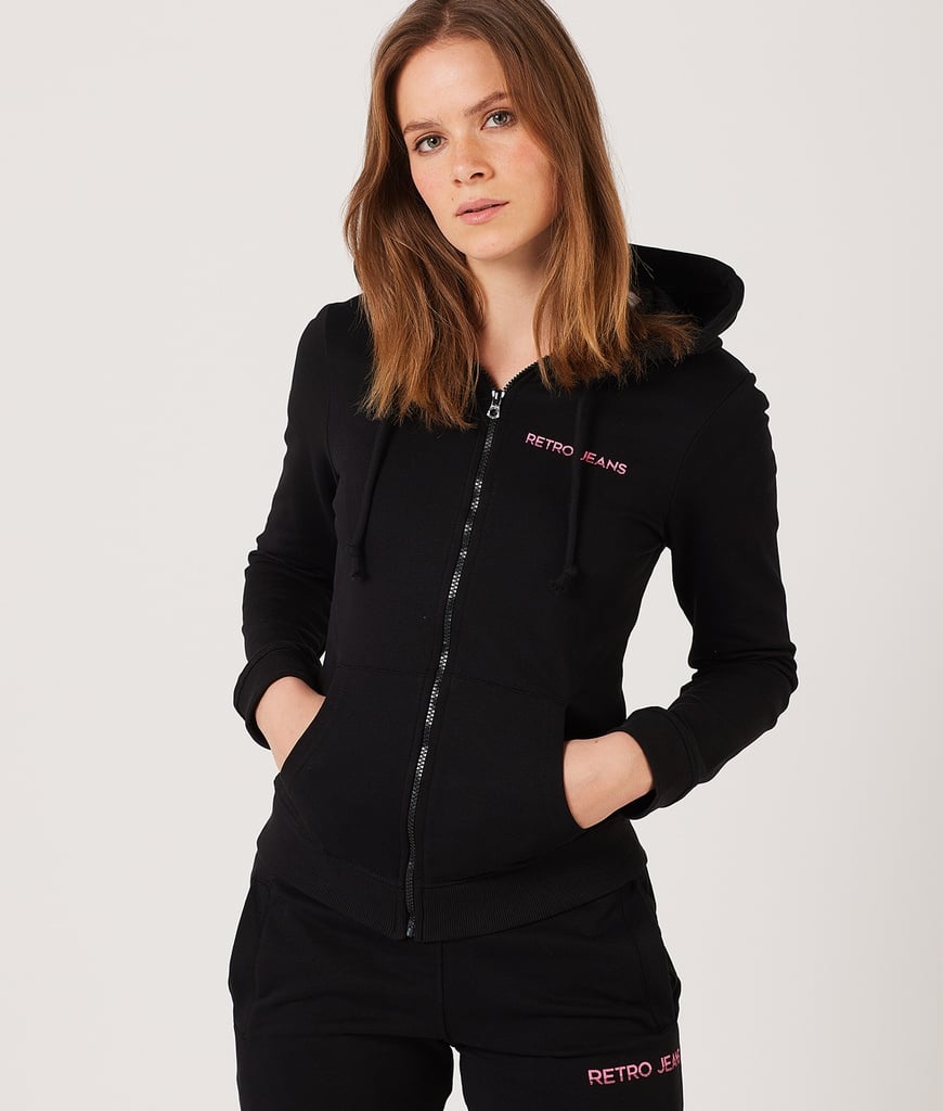Keily Zip Hoodie Jogging Top, Black