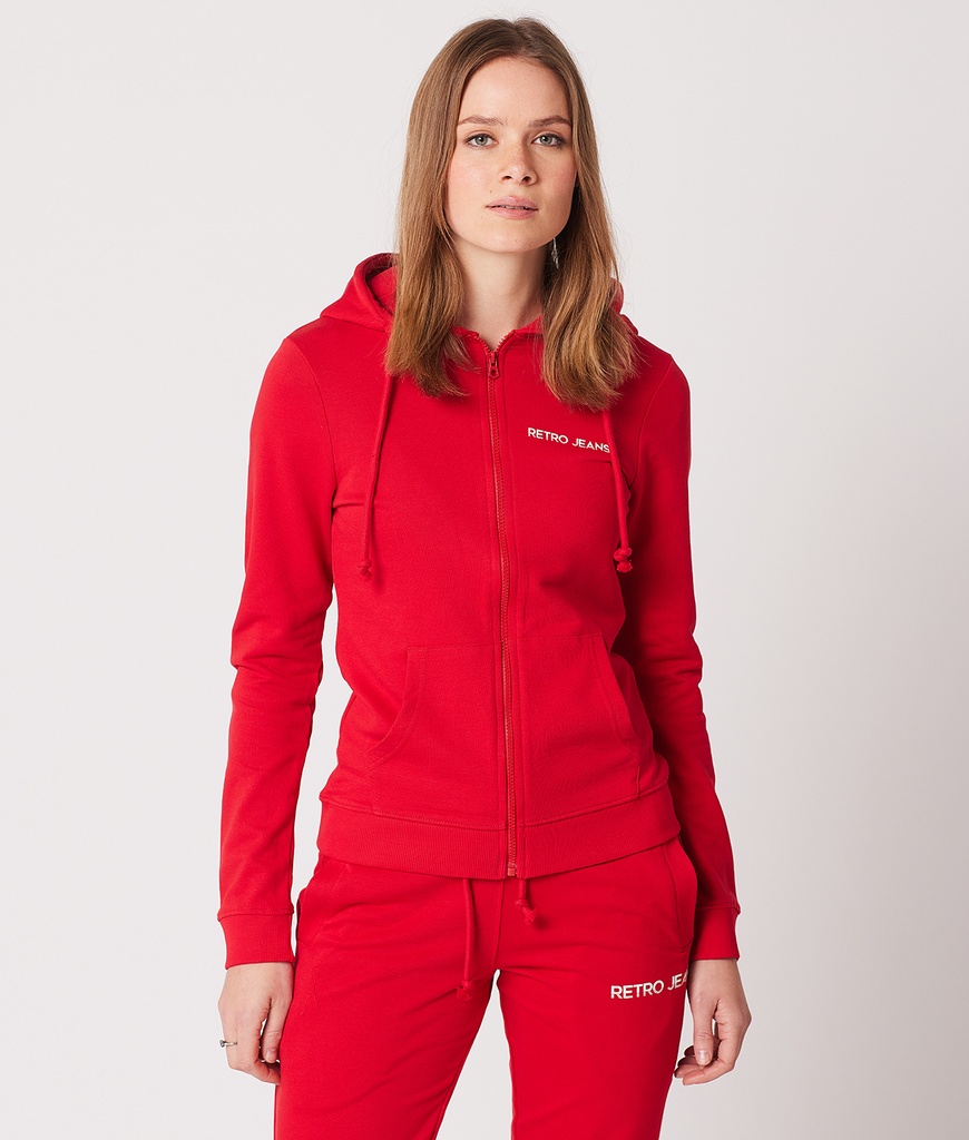 Keily Zip Hoodie Jogging Top, Red