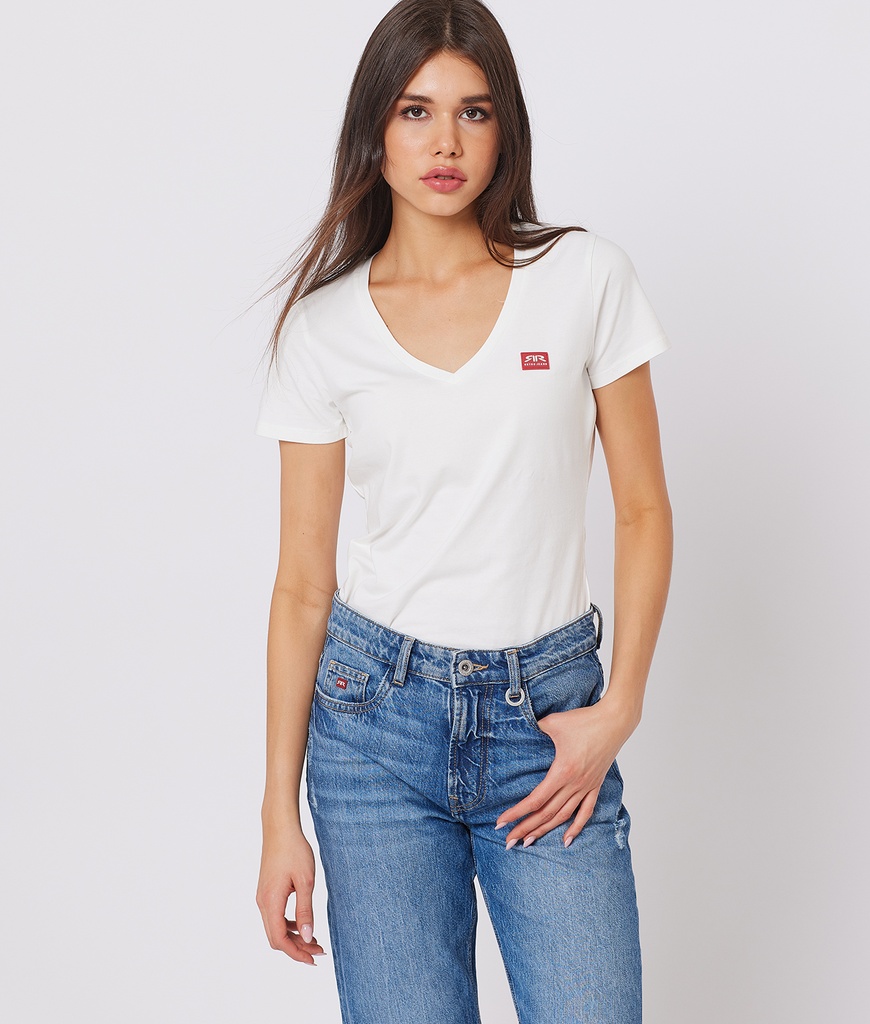 RR Original W V Neck T-Shirt, White