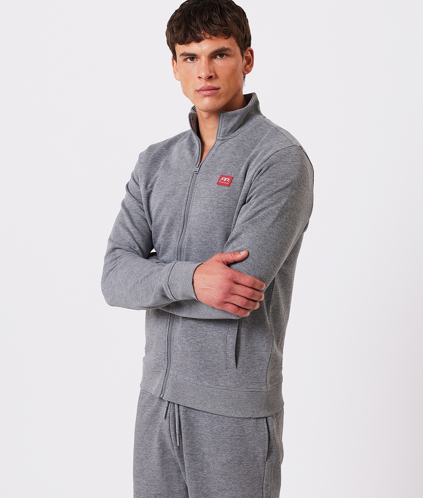 RR Original M Zip Up Jogging Top, Dark Grey Melange