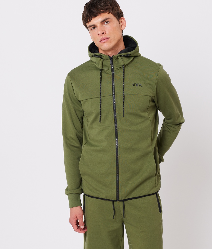 Rr Classic M Zip Hoodie Jogging Top, Khaki