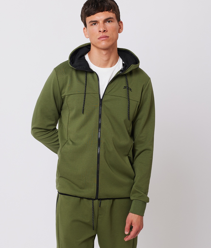 Rr Classic M Zip Hoodie Jogging Top, Khaki