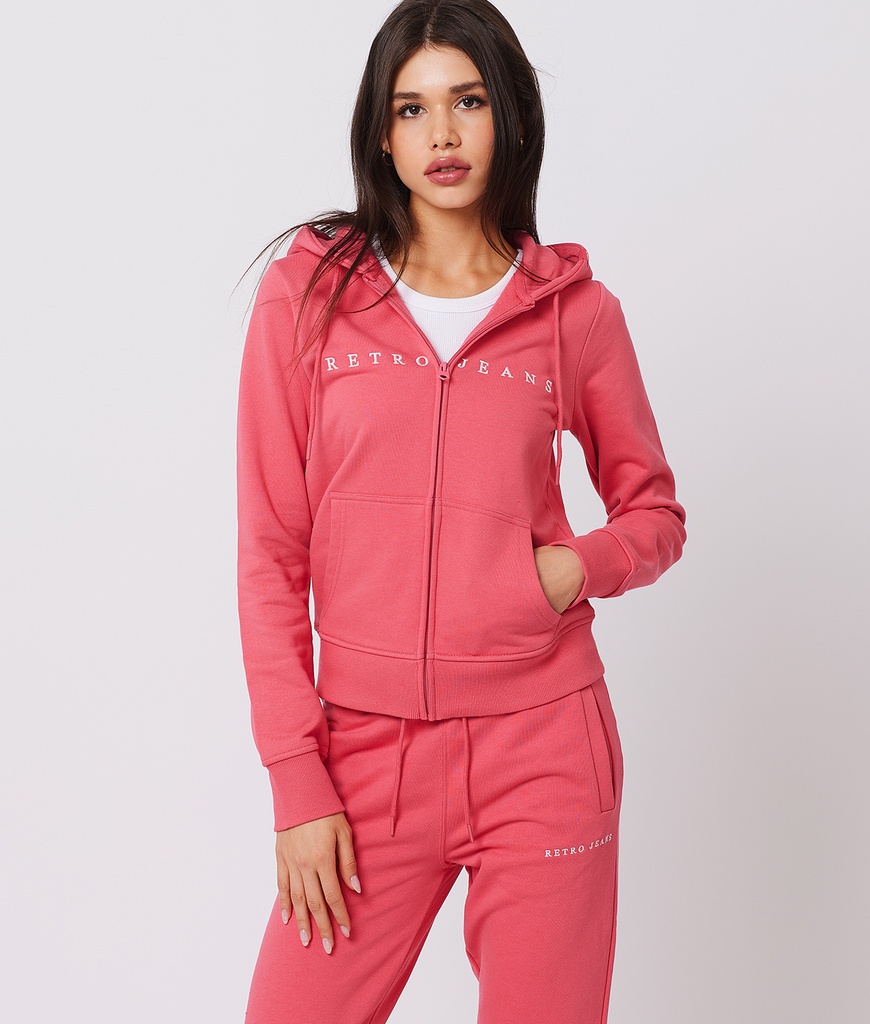Gwen Zip Hoodie Jogging Top, Raspberry