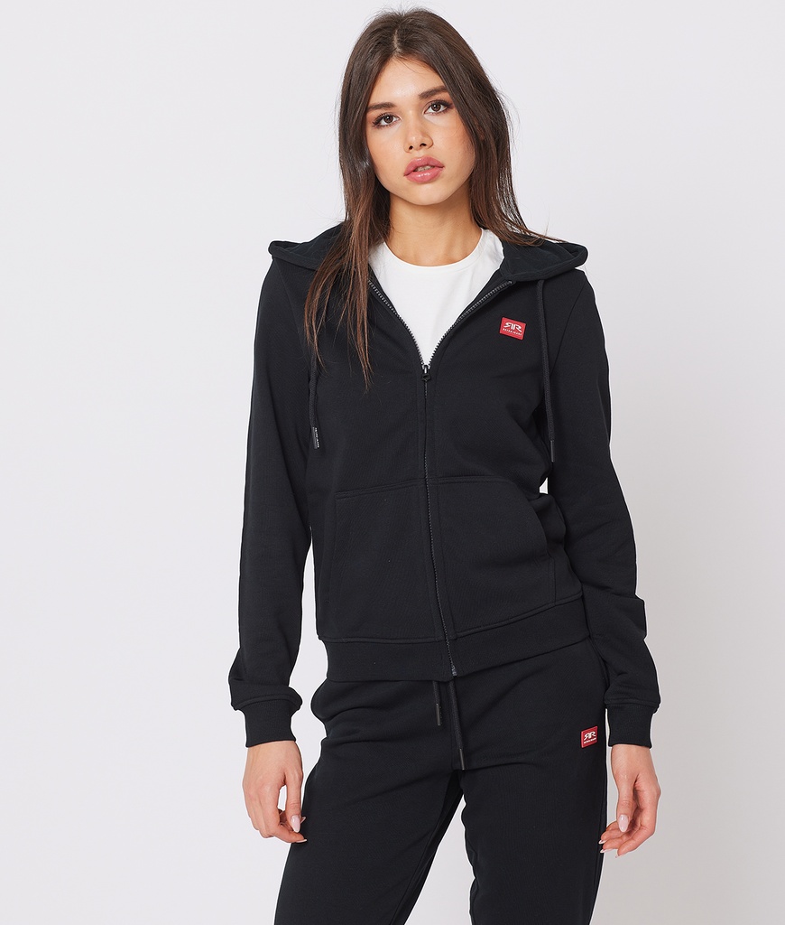 RR Original W Zip Hoodie Jogging Top, Black