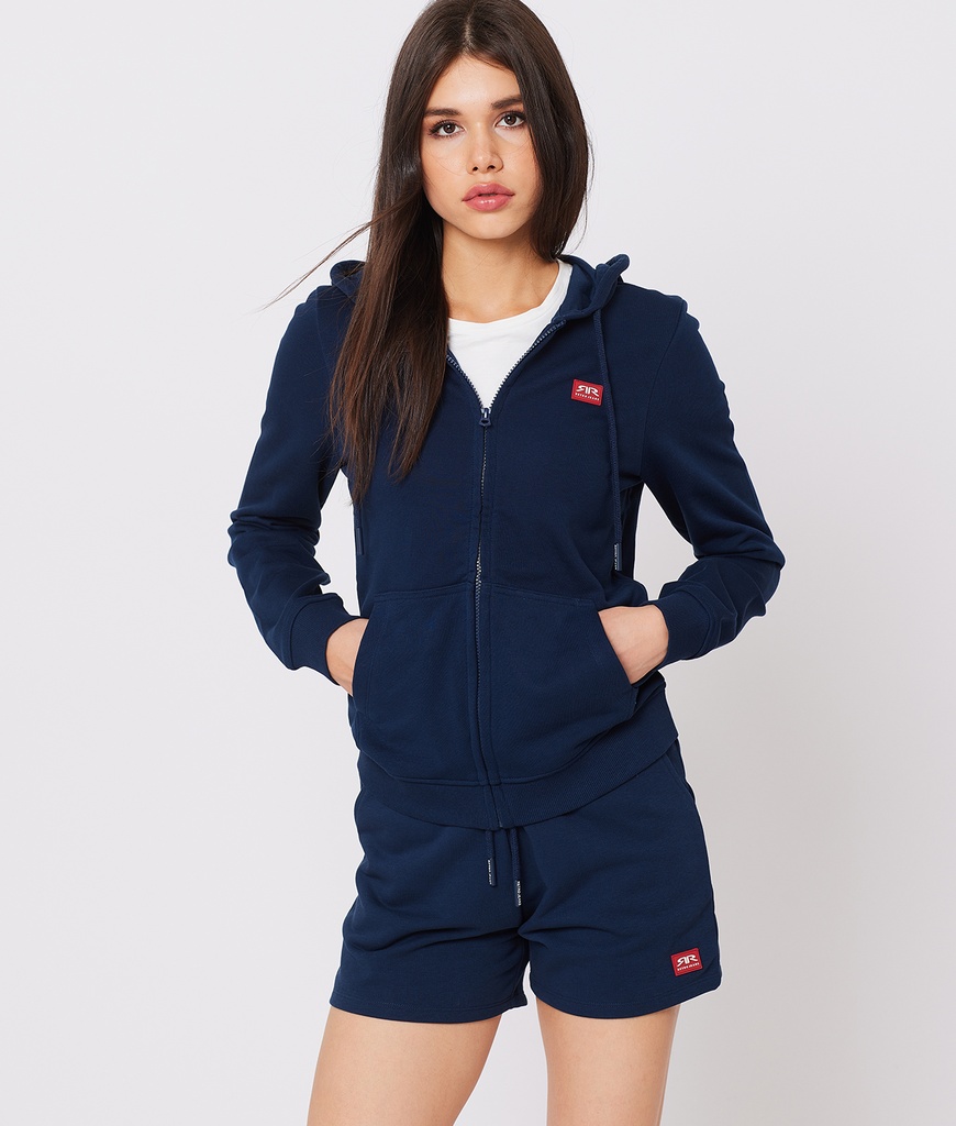 RR Original W Zip Hoodie Jogging Top, Dark Blue