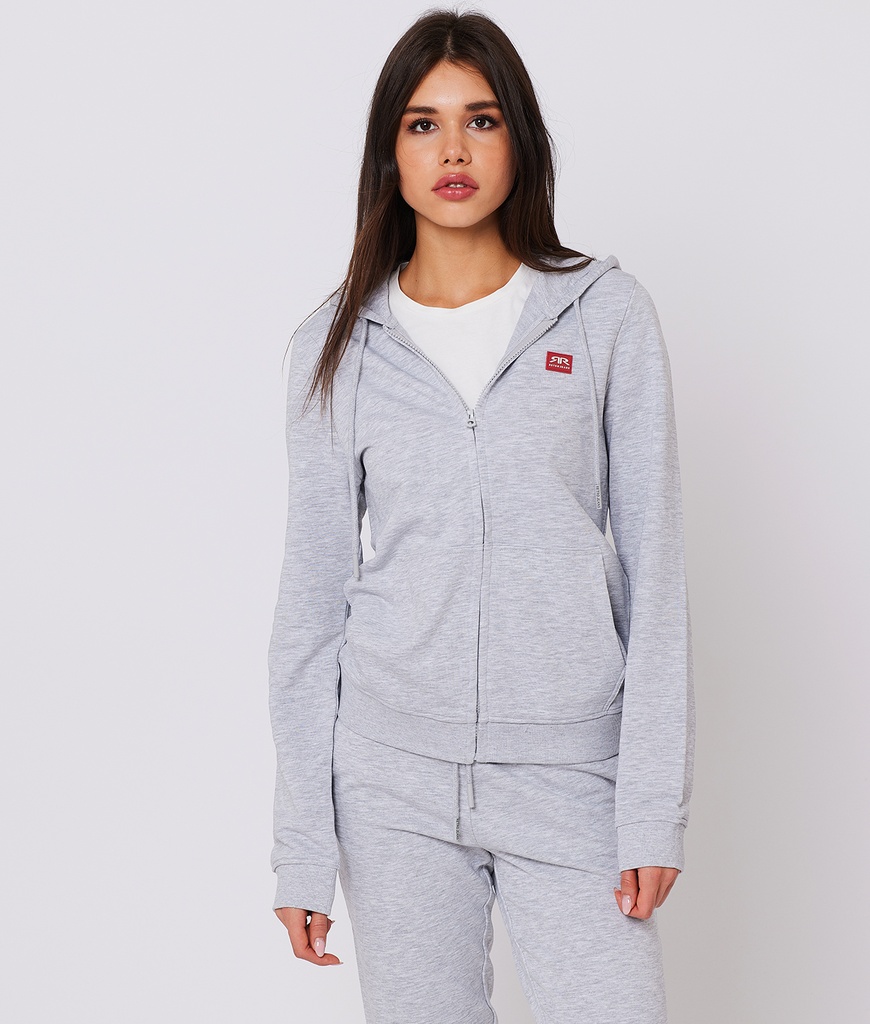 RR Original W Zip Hoodie Jogging Top, Grey Melange