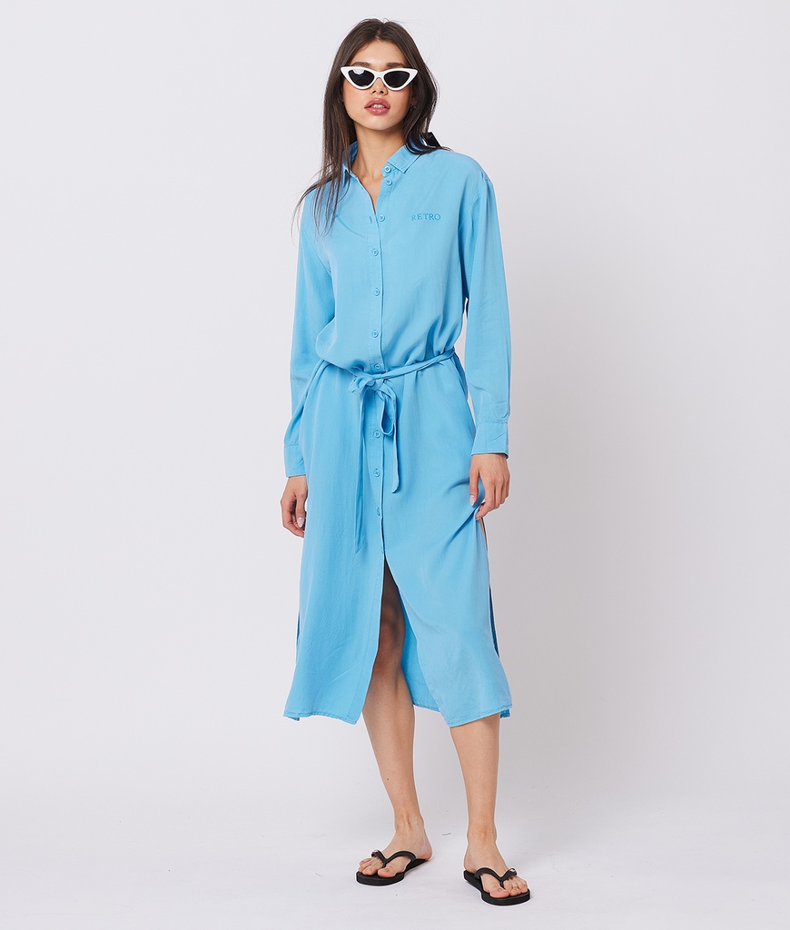 Summer Shirt Woven Dress, Blue