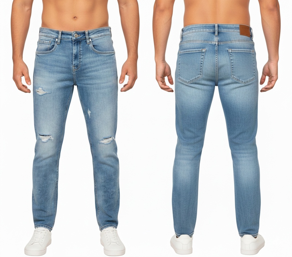 R964 Denim Pants, Denim Wash Medium Blue