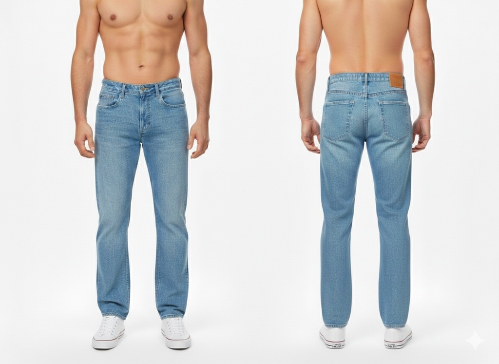 Real Jerk Comfort Denim Pants, Denim Wash Light Blue