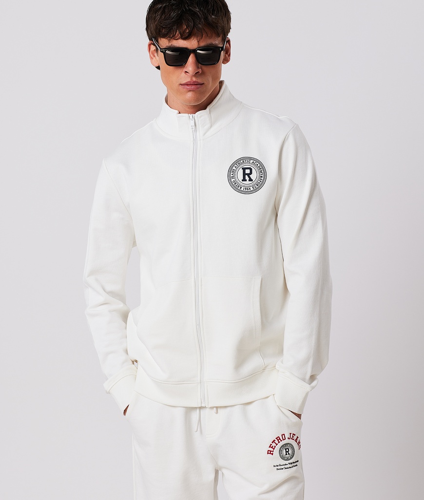 Matt Zip Up Jogging Top, Off White