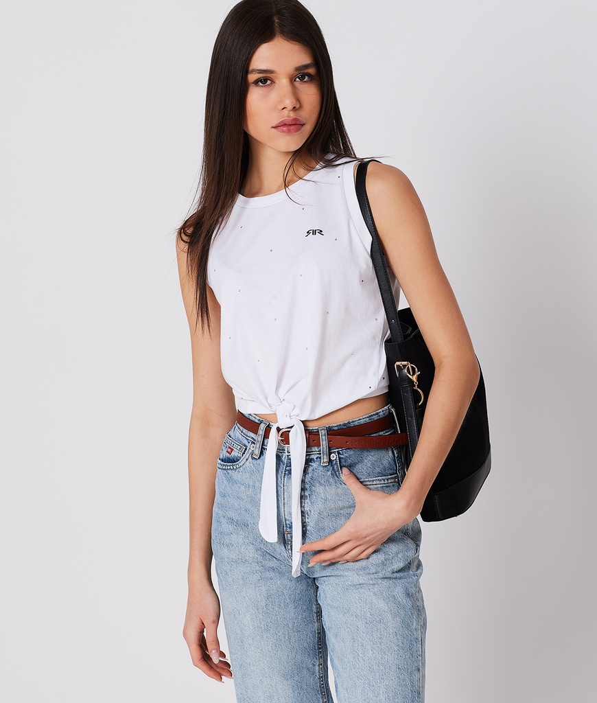 Demi Crop Tank Top, White