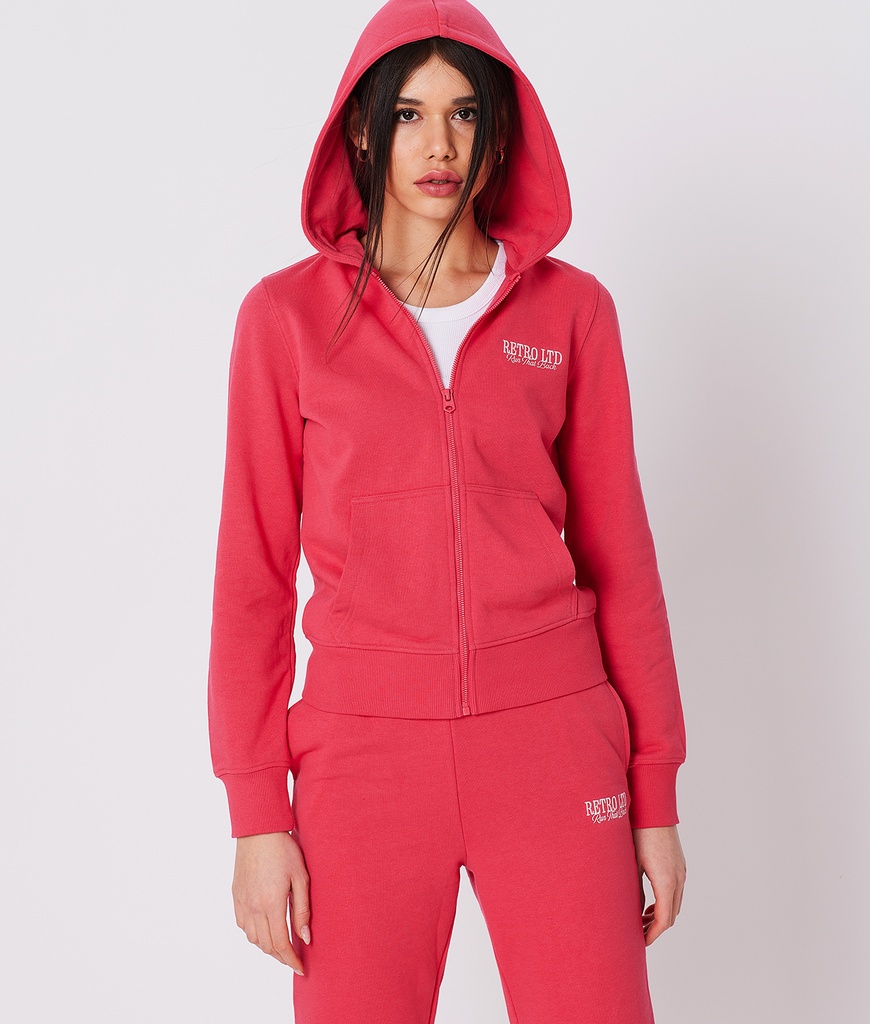 Piper Zip Hoodie Jogging Top, Raspberry