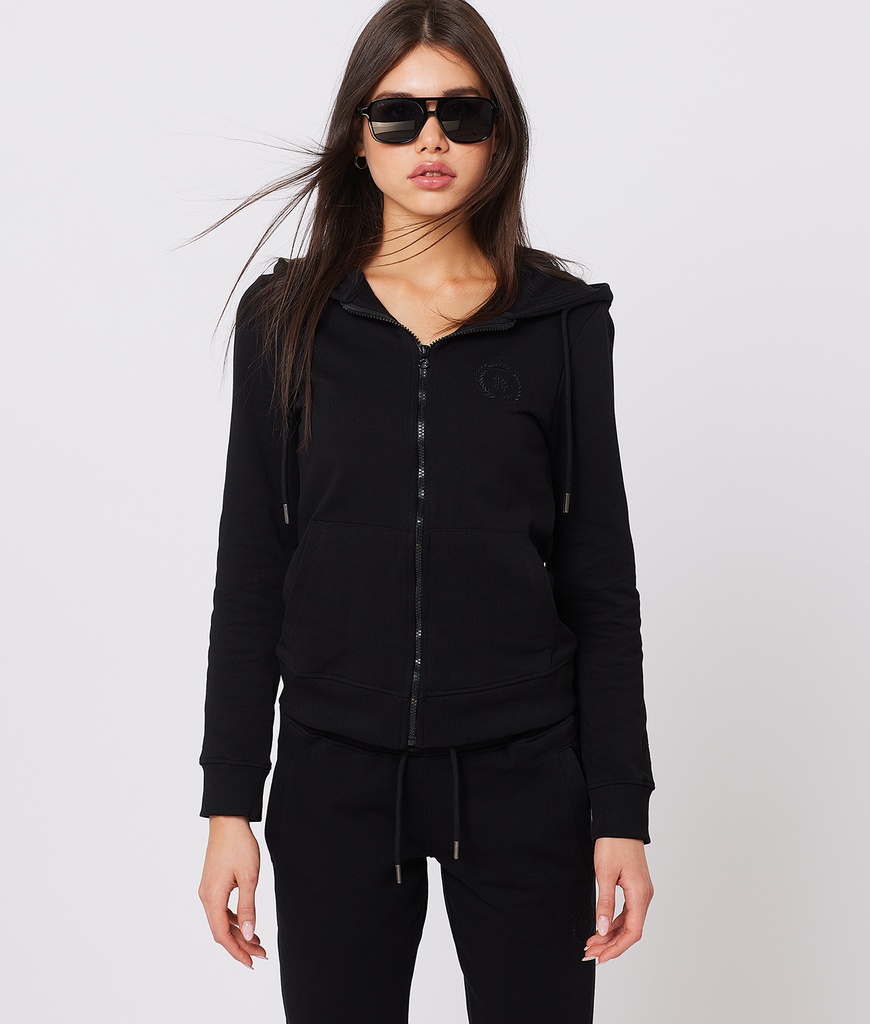 Lottie Zip Hoodie Jogging Top, Black