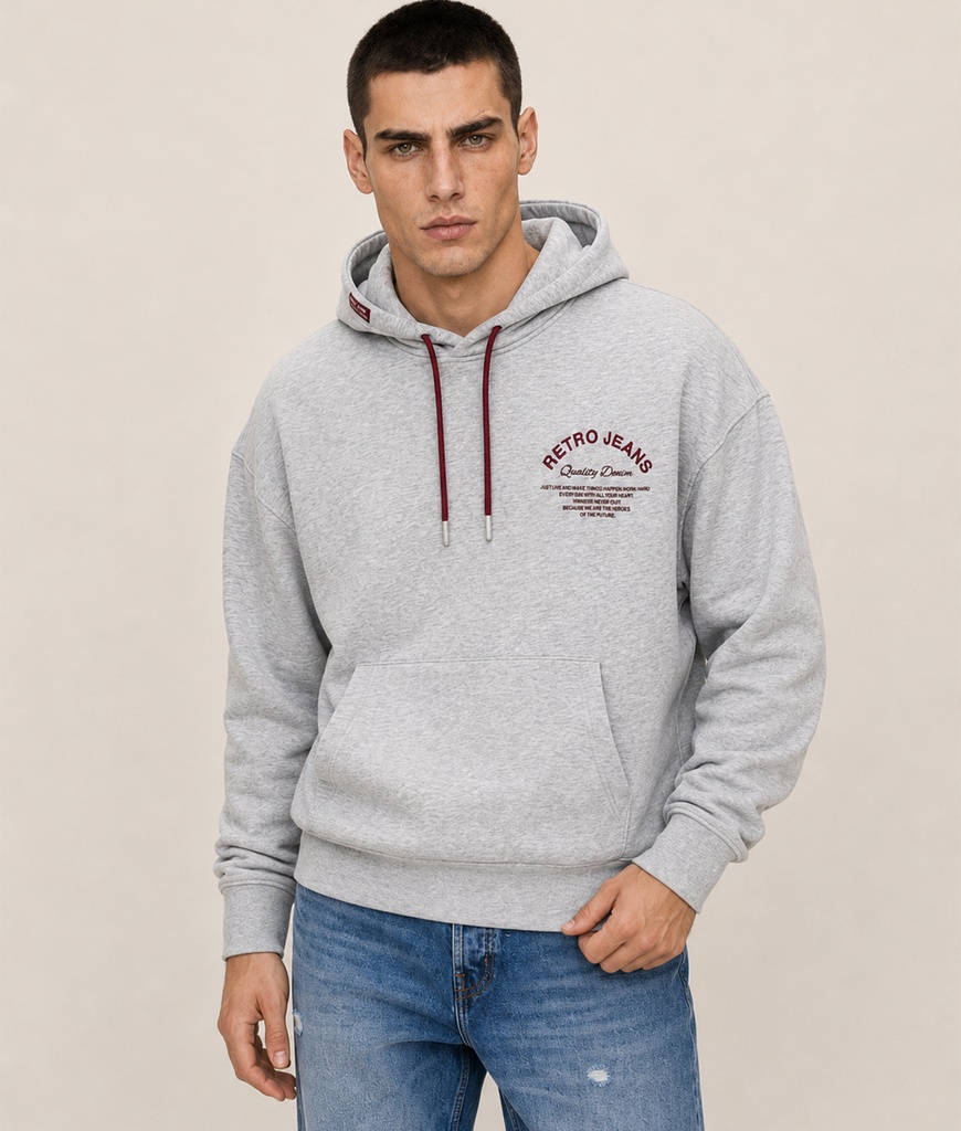 Zion Hoodie Jogging Top, Grey Melange