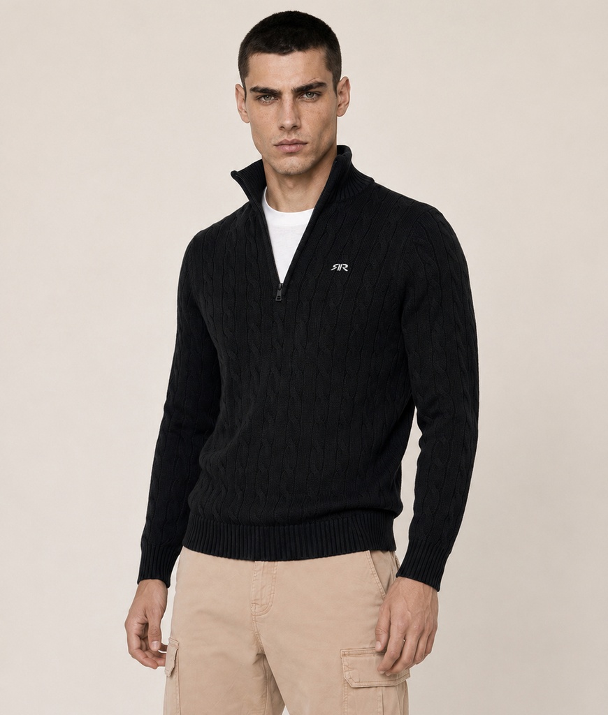 Gabriel Half Zip Sweater, Black
