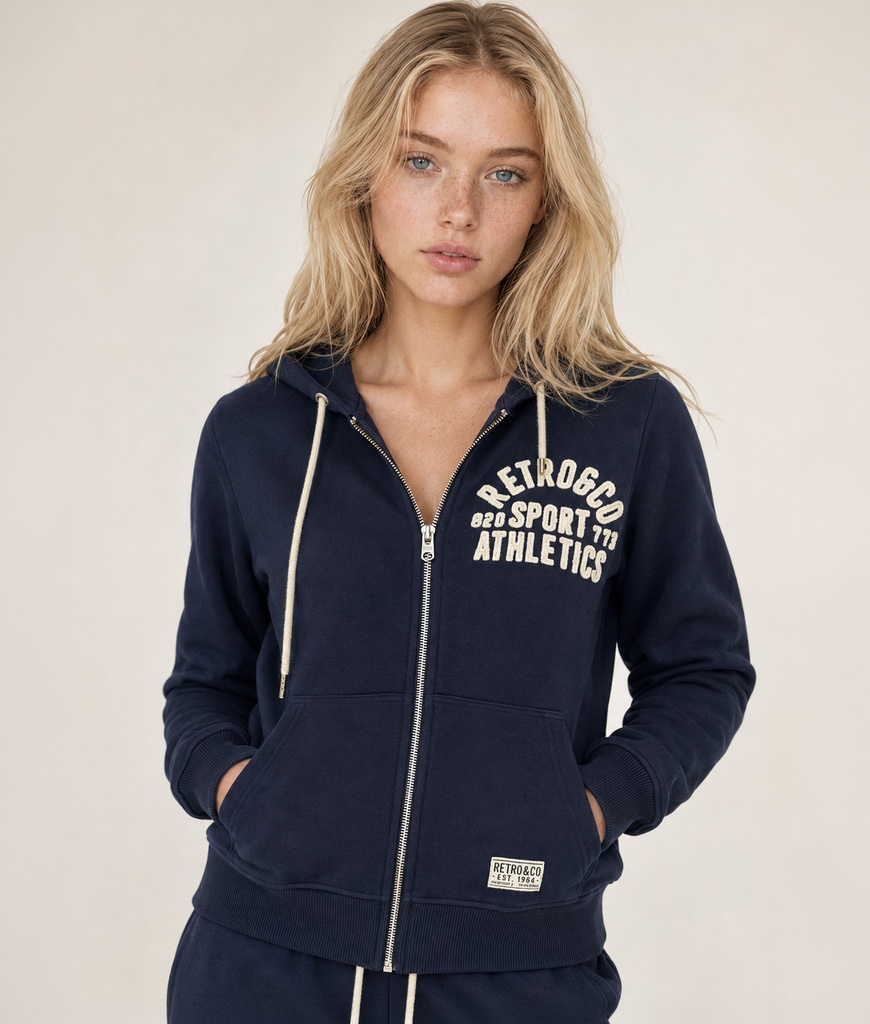 Joyce Zip Hoodie Jogging Top, Dark Blue