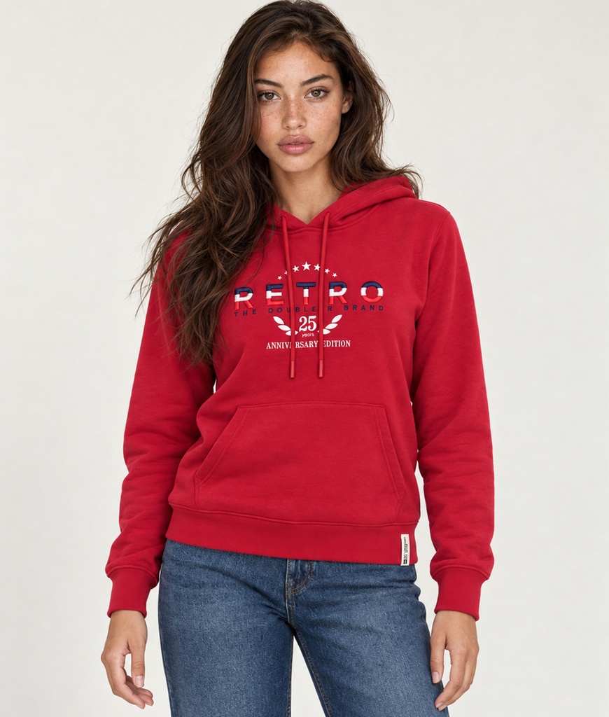 Anniversary W Hoodie Jogging Top, Red