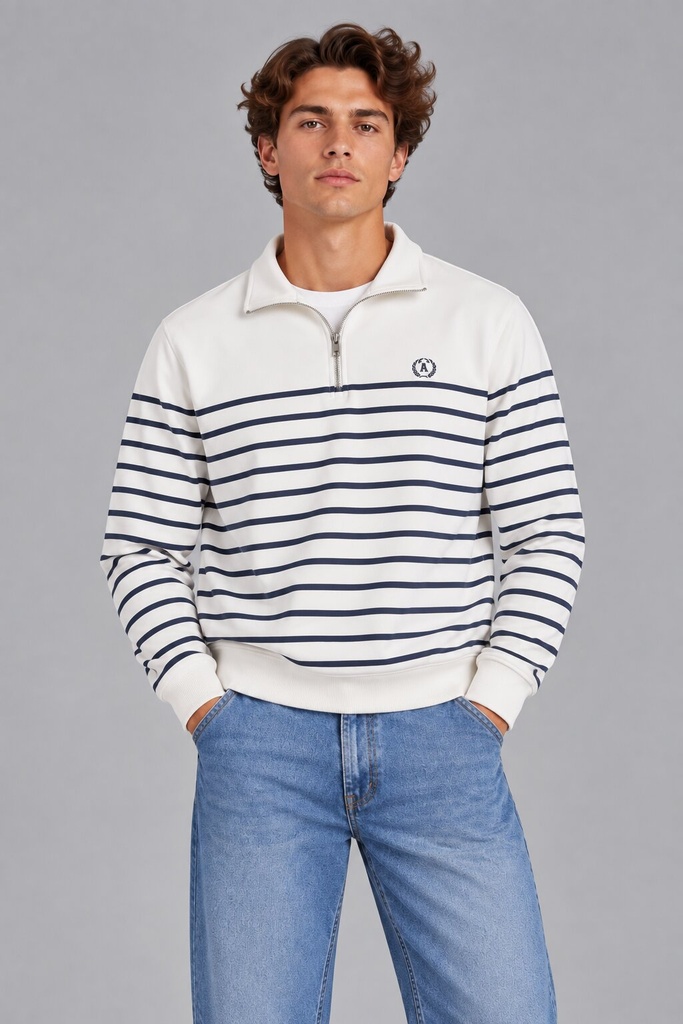 Dominic Half Zip Jogging Top, Striped