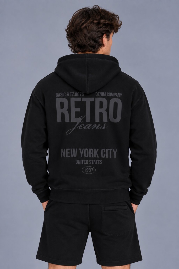 Rod Zip Hoodie Jogging Top, Black