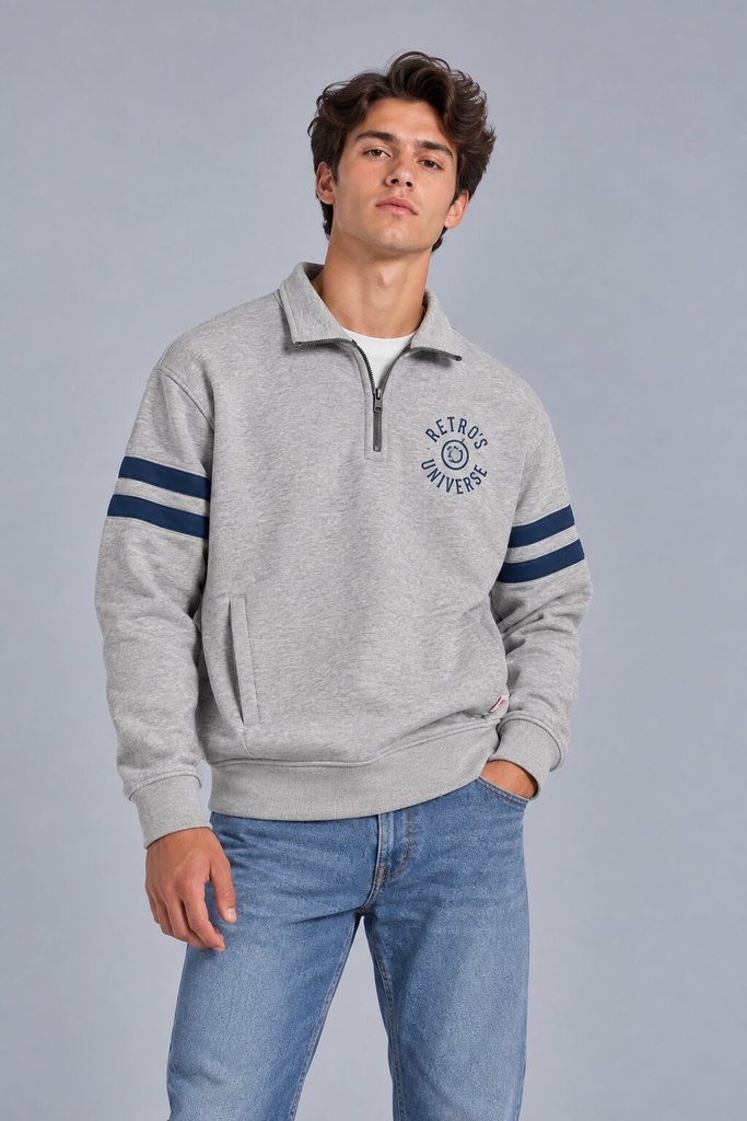 Margay Half Zip Jogging Top, Grey Melange