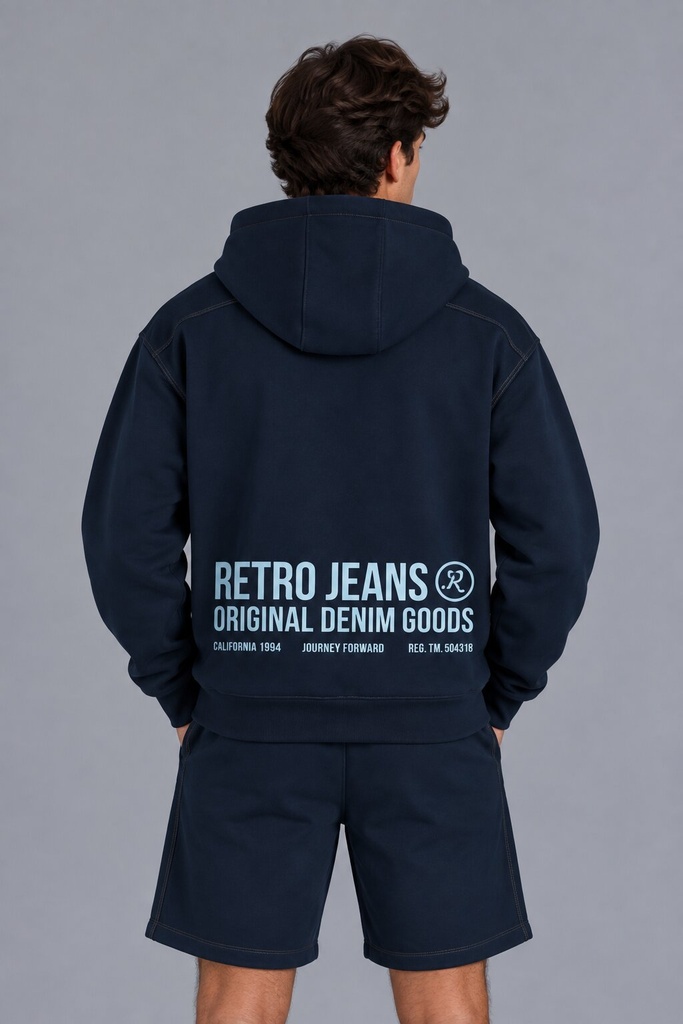 Bradley Zip Hoodie Jogging Top, Dark Blue